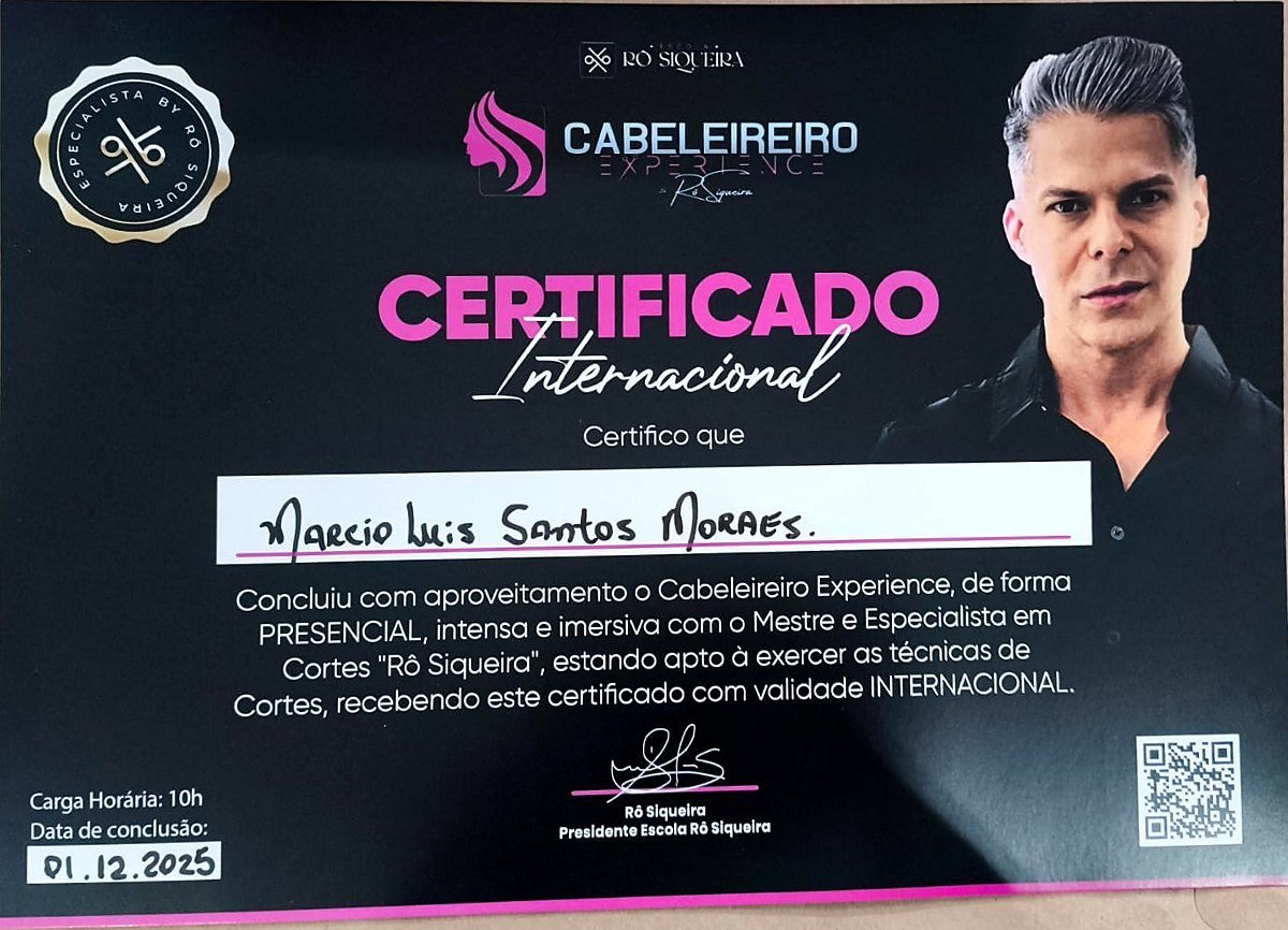 Certificado Internacional Cabeleireiro Experience 2025